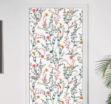 Door sticker floral bird inspiration - TenStickers