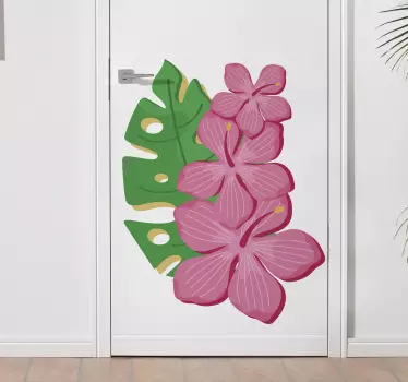 Door sticker tropical orchid arrangement - TenStickers
