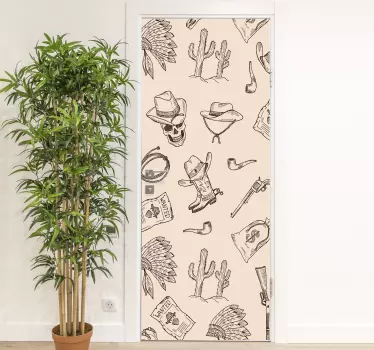 Door sticker western theme art design - TenStickers