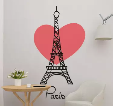 Eiffel tower with little heart paris wall sticker - TenStickers