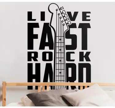 Electric guitar with text rock n roll stickers - TenStickers
