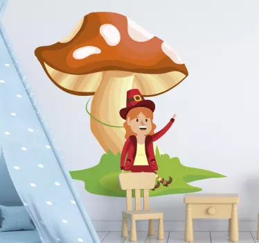 Elf and mushroom fantasy decal - TenStickers