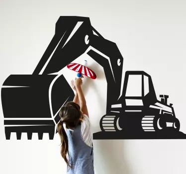 Excavator big black Kids Bedroom wall decal - TenStickers