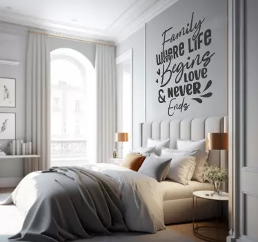 Family Love Begins quote wall decal - TenStickers