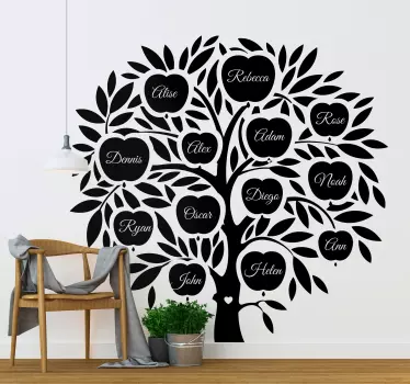 family tree names tree wall decal - TenStickers