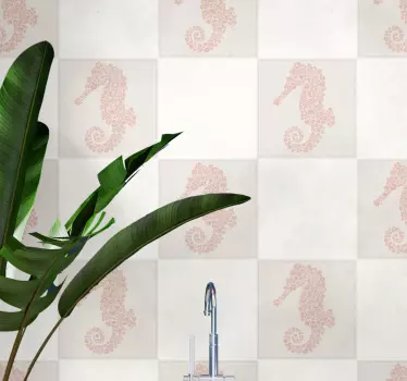 Floral sea horse tile transfer - TenStickers
