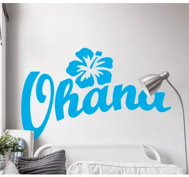 Flower Ohana text wall decal - TenStickers