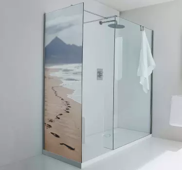 Footprint on the beach  shower decal - TenStickers