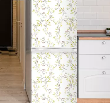 Fridge sticker floral refrigerator wrap - TenStickers