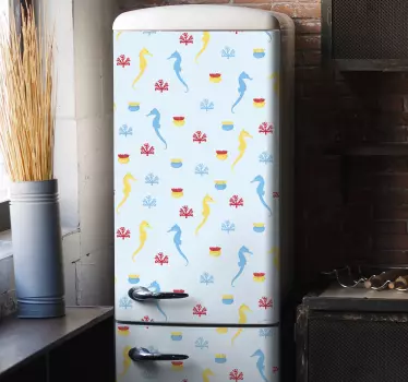 Fridge sticker playful seahorse patterns - TenStickers