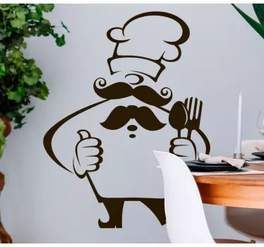 Funny chef character design dining room sticker - TenStickers