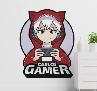 Gamer anime boy illustration wall art - TenStickers
