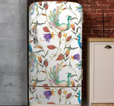 Garden flowers with little birds fridge decal - TenStickers