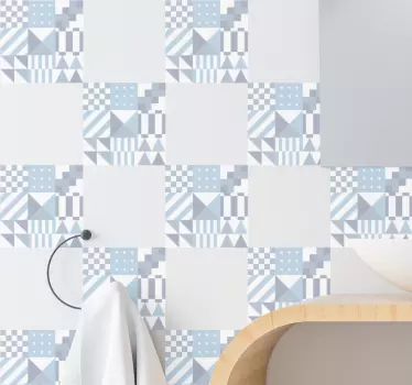 Geometric blue pattern tile transfer - TenStickers