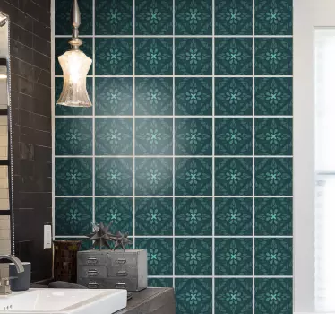 Geometric emerald tile transfer decal - TenStickers
