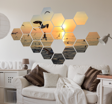 Mosaic hexagonal headboard wall decal - TenStickers