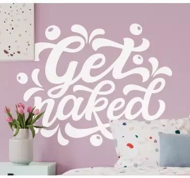 Get naked bath text bathroom sticker - TenStickers