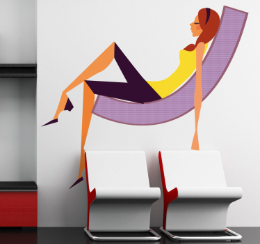 Girl Relaxing on Sofa Wall Sticker - TenStickers