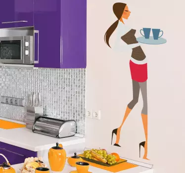 Glamorous Waitress Sticker - TenStickers