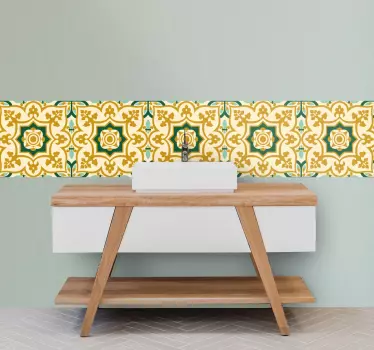 Gold and green spanish tiles pattern tile transfer - TenStickers