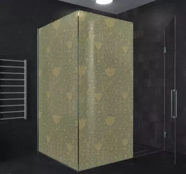 Gold and green subtle floral pattern shower decal - TenStickers