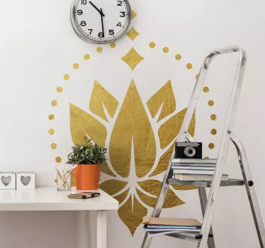 Golden lotus flower wall decor - TenStickers