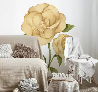Golden rose flower wall decor - TenStickers