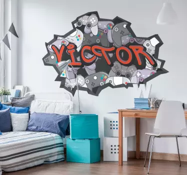Custom graffiti name for gamers teenager's room wall decal  - TenStickers