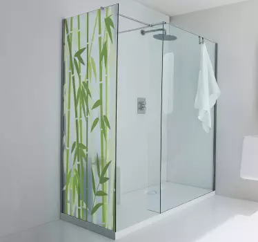 Green bamboo sticks with leaves shower sticker - TenStickers