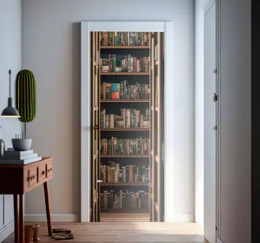 Hallway through a library door sticker - TenStickers