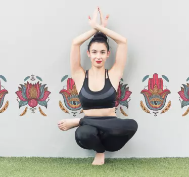 Hamsa mano yoga border sticker - TenStickers