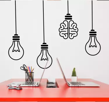 Hanging Lightbulbs and Brain science wall sticker - TenStickers