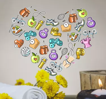 Healthy sports heart Drawing Sticker - TenStickers