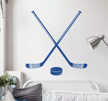 Hockey Sticks and Puck Home Wall Sticker - TenStickers
