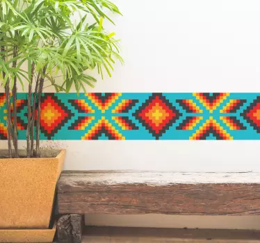 Huichol Mexican art border sticker - TenStickers