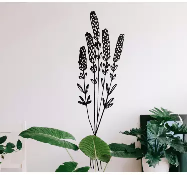 illustration dried flowers minimalist glass door sticker - TenStickers