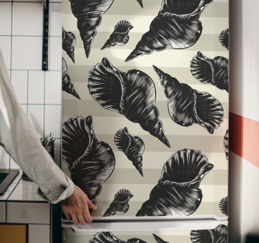 Illustrative Shell Patterns refrigerator vinyl wrap - TenStickers