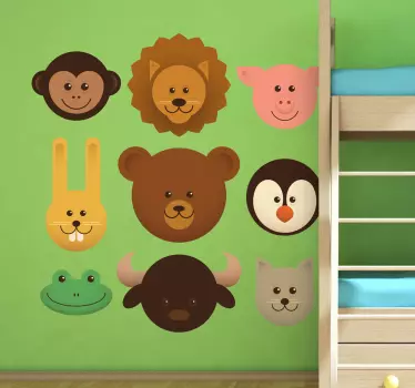 Kids Animal Heads Decals - TenStickers
