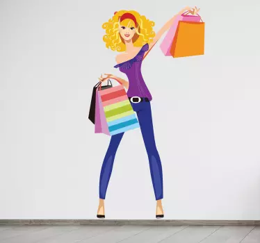 Lady Shopper Window Sticker - TenStickers