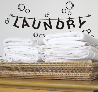 Laundry text wall decal for bathroom - TenStickers