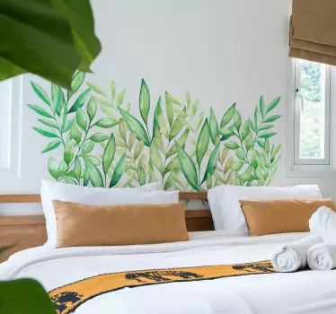 Leafy Headboard Wall sticker for Bedroom - TenStickers