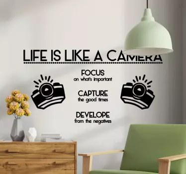 life is like a camera quote  text wall decal - TenStickers
