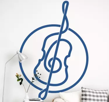 Line art cello design classical music wall sticker - TenStickers