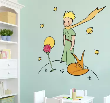 Little Prince and Rose Wall Sticker - TenStickers