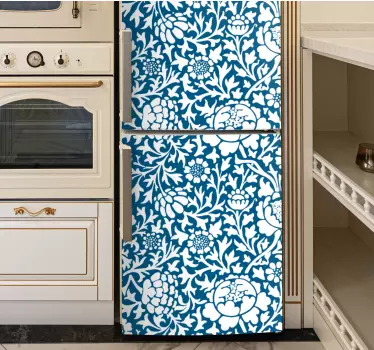 Marine blue flora fridge decal - TenStickers