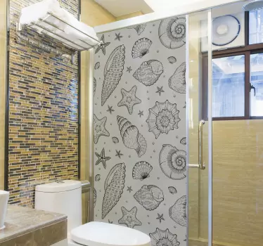 Marine life and seashells  shower sticker - TenStickers
