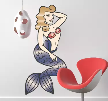Mermaid Tattoo Wall Sticker - TenStickers