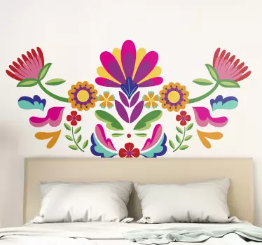 Mexican flower headboard wall sticker - TenStickers