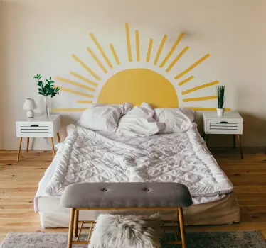 Minimalist sun headboard wall sticker - TenStickers
