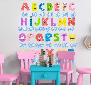 Monster style alphabet alphabet wall sticker - TenStickers